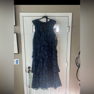 Lulus 3x Molinetto Navy Blue Lace Ruffled Tiered maxi dress
